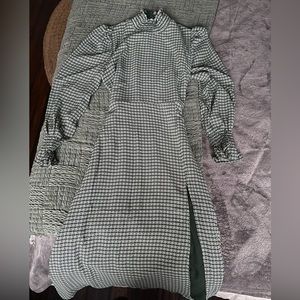 Commense plaid slit dress